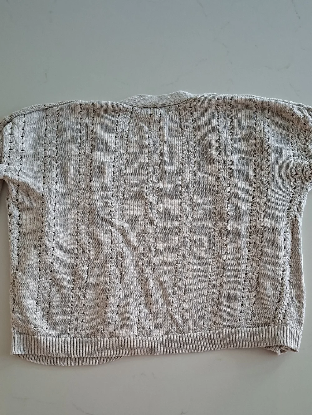 Banana Republic 100% Italian Linen Beige Cable-knit/Open-front Cardigan (Small) - Picture 4 of 6